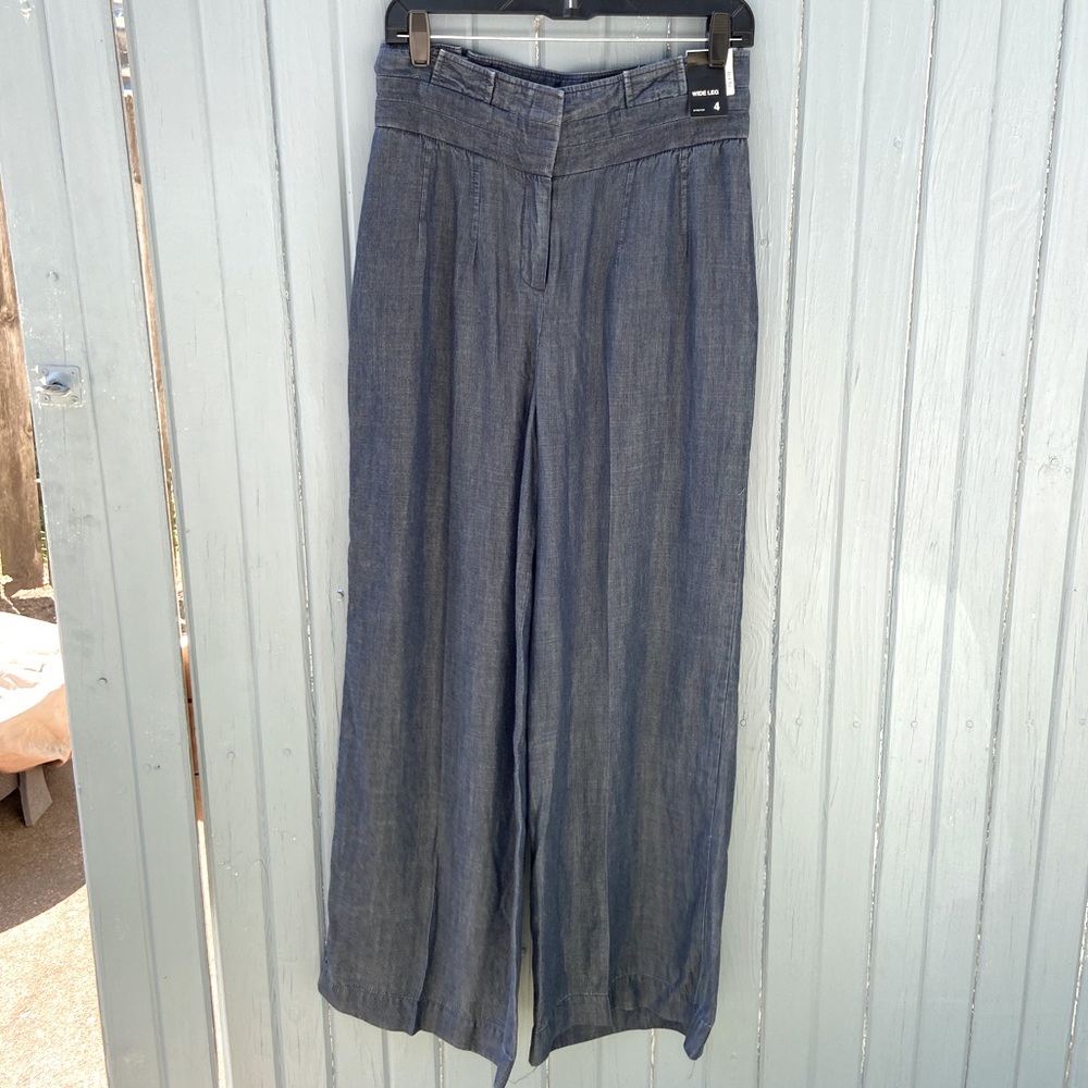 Wide leg denim pants